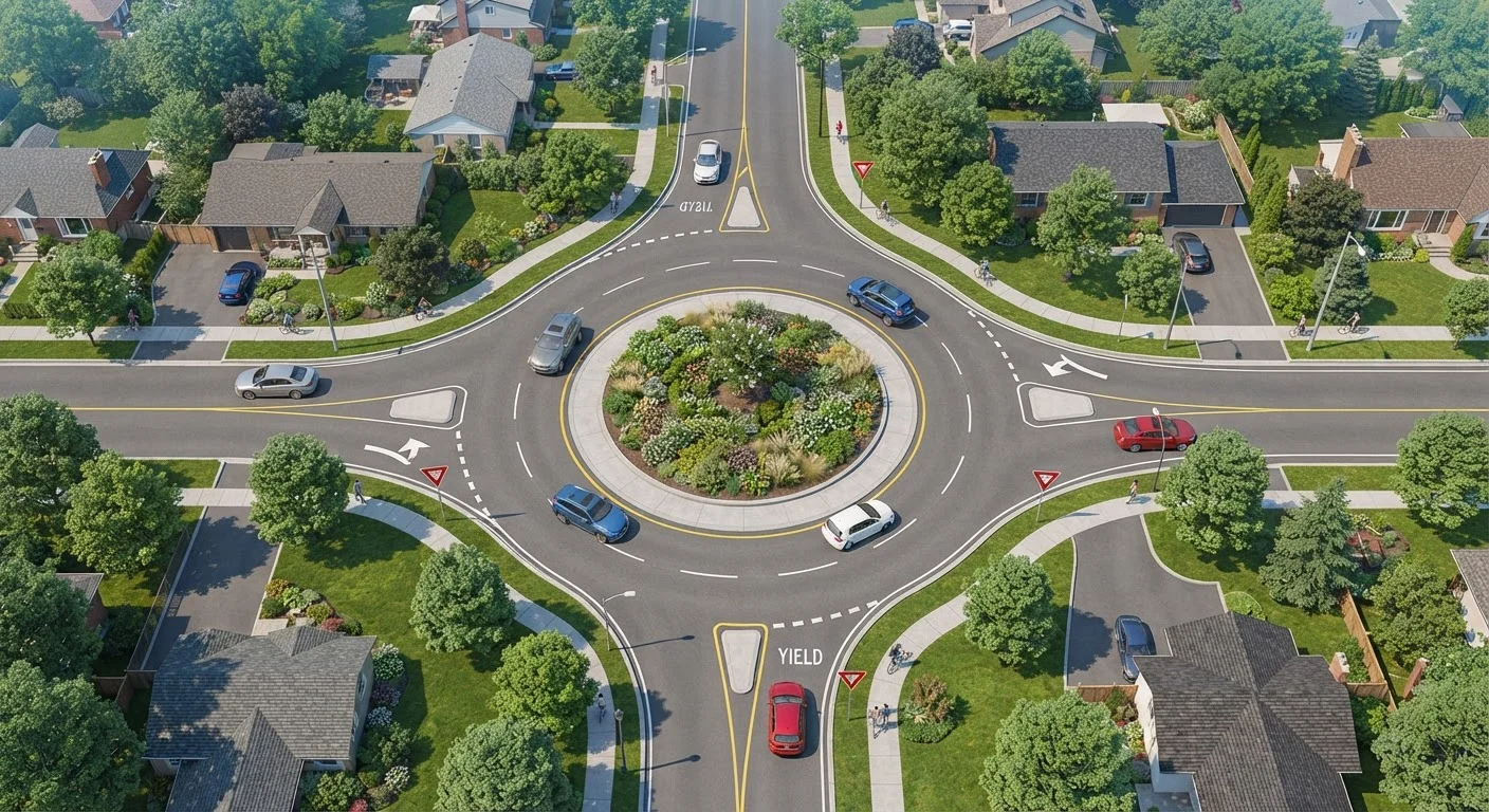 Roundabout Navigation for Drivers Raised on Four-Way Stops